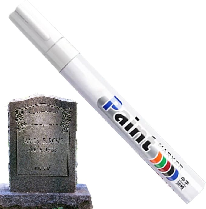 Restauratie Marker - Verfstift Steen - Grafsteen Belettering - Sneldrogend Waterdicht - 14.5 cm - Wit