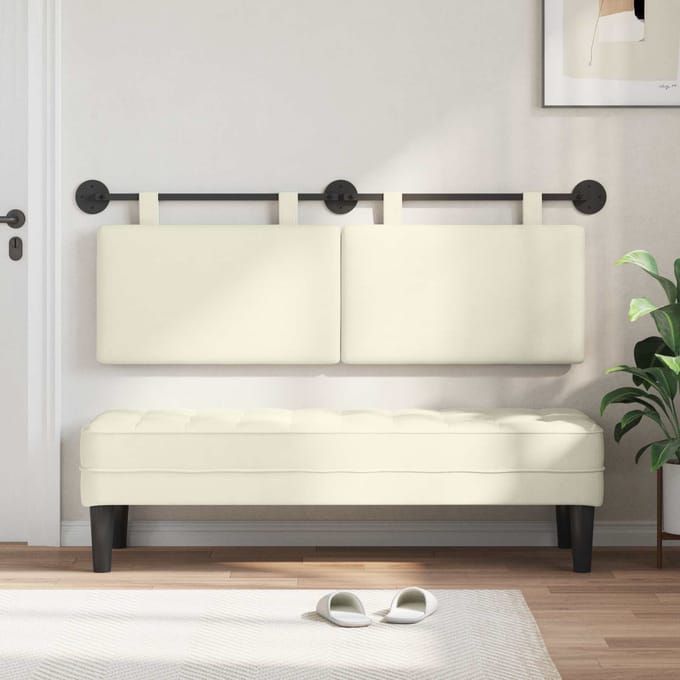 vidaXL - Hangend - hoofdbord - Crème - Corduroy - stof