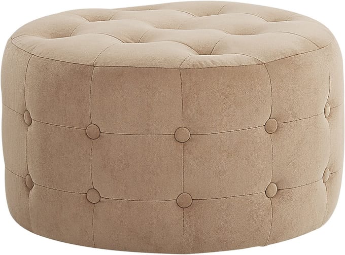 TAMPA - Poef - Zandbeige - 55 cm - Fluweel