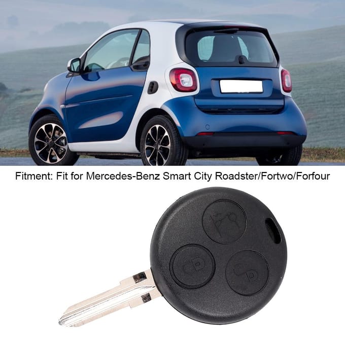 Autoaccessoire 3 Knopen Afstandsbediening Sleutelhanger Behuizing Vervanging Geschikt voor Mercedes Benz Smart white