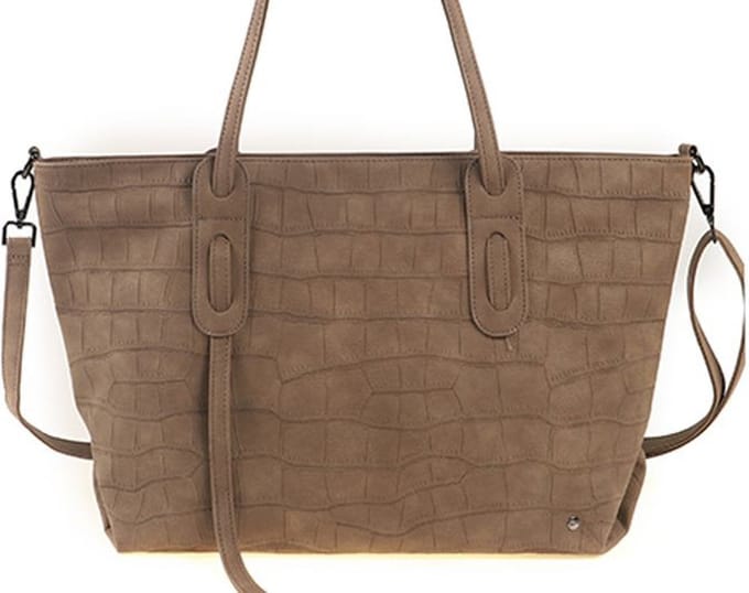 Taupe schoudertas / shopper Nantes