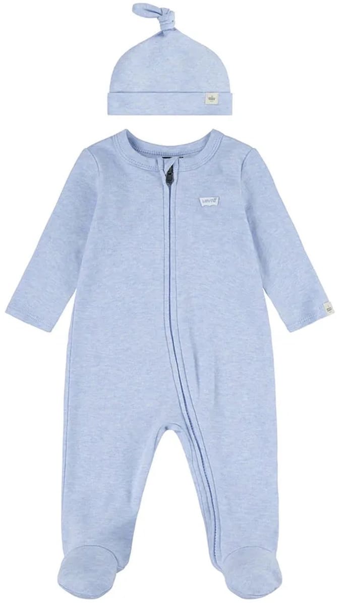 Levi's Unisex Footed Coverall & Hat Set Ltmistheather Größe: 6M | Strampler Outlet | kids