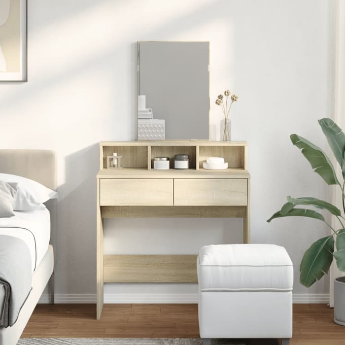vidaXL - Kaptafel - met - spiegel - 80x41x144,5 - cm - sonoma - eikenkleurig