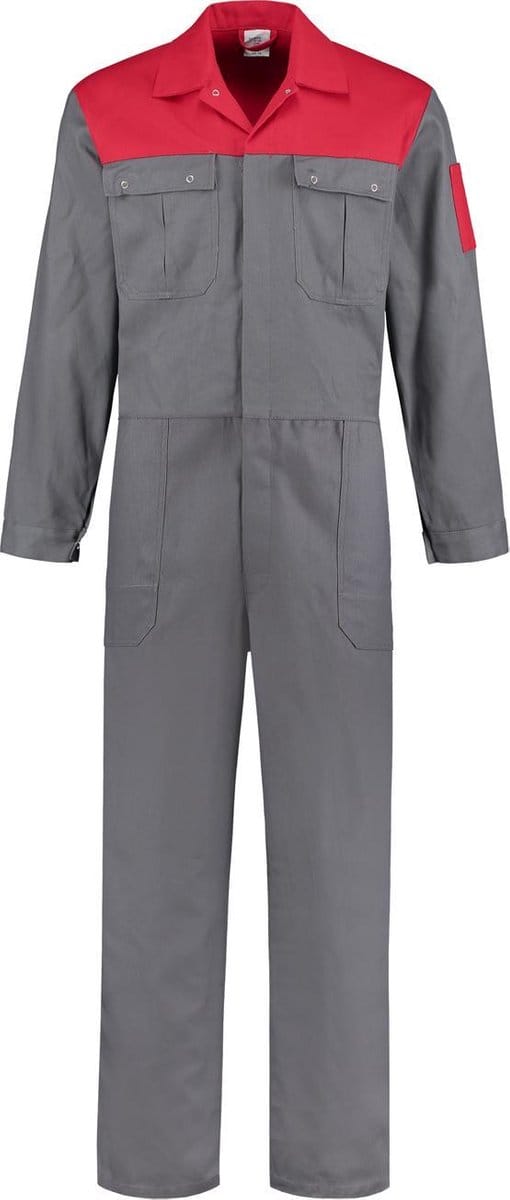 EM Workwear Overall 100% katoen 2-kleurig grijs-rood maat 42