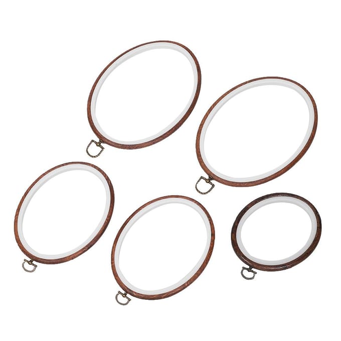 5 stuks Borduurringen Cirkel Kruissteek Ring Ovaal Frame Retro DIY Accessoire Gereedschap white