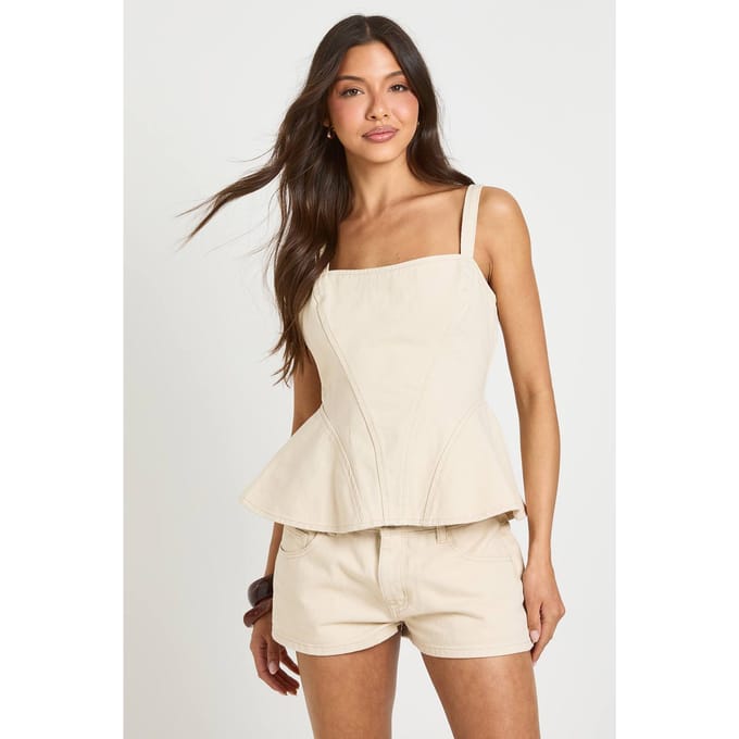 boohoo Dames Denim Micro Short | Ecru | Maat: 36