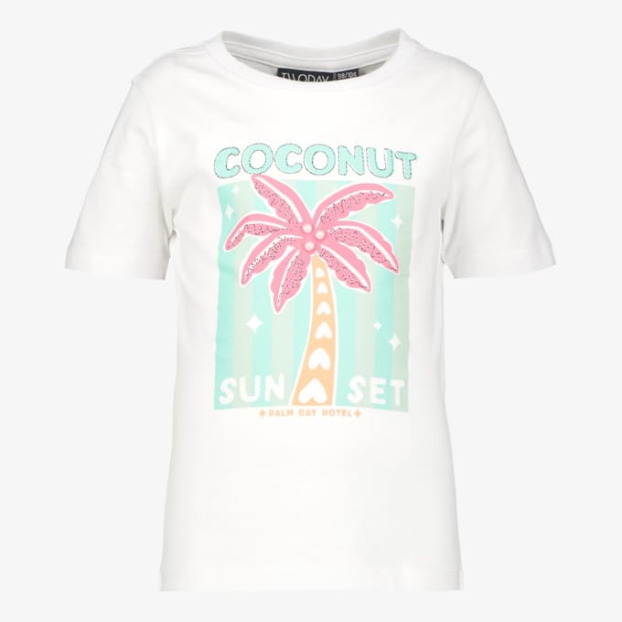 TwoDay meisjes T-shirt met palmboom wit - Maat 92
