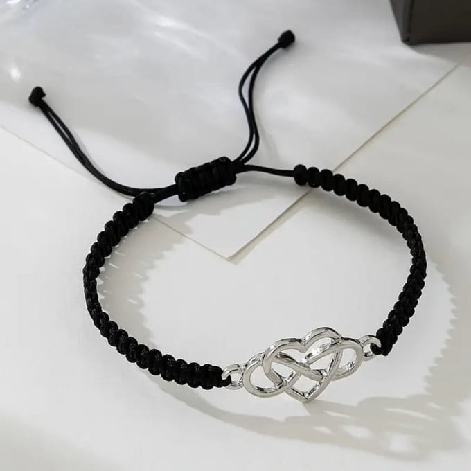 Nivard Armband - Staal - Nep Zilver - Dames - Zwart/Hart