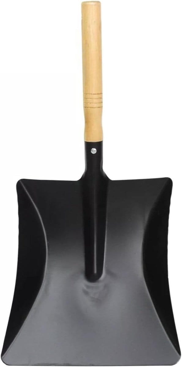 Metal Dustpan - Hand Schep - Binnen en Buiten - Hittebestendig Hout - 44 cm Lengte - Zwart