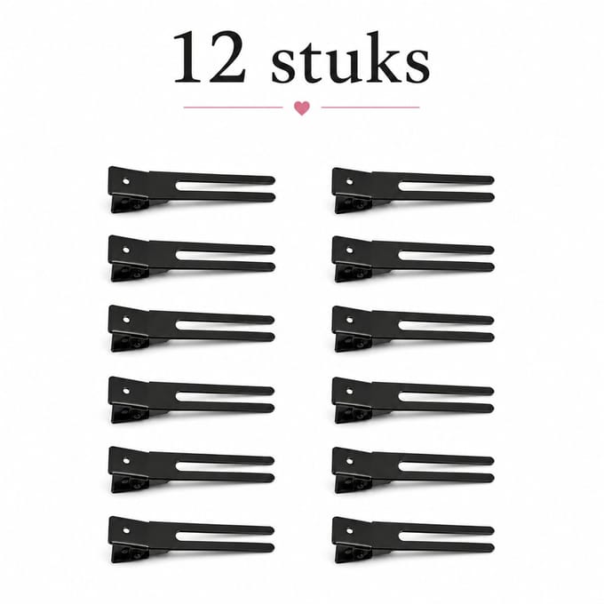 Haar in Stijl® 12 2-Benig Metal Clips Mat Zwart - Pin Curls Klem
