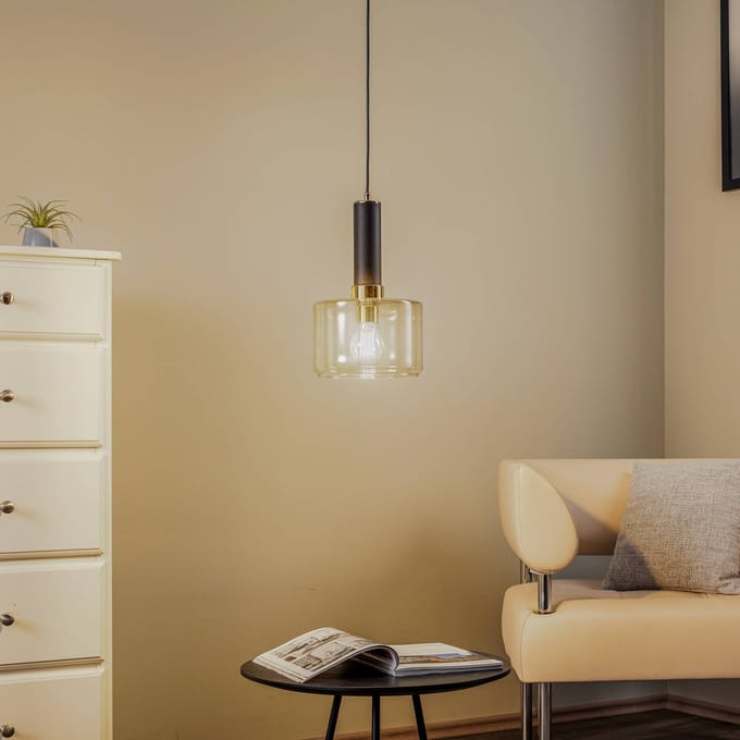 Jupiter Hanglamp Viva, rook/zwart/messing, 1-lamp