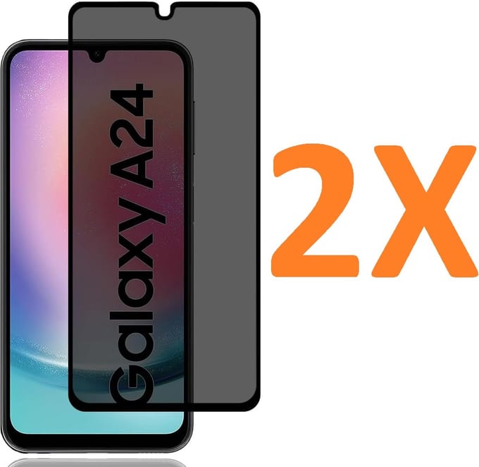Privacy Screenprotector Glas - Tempered Glass Screen Protector Anti-Spy Geschikt voor: Samsung Galaxy A24 & A25 4G / 5G - 2x