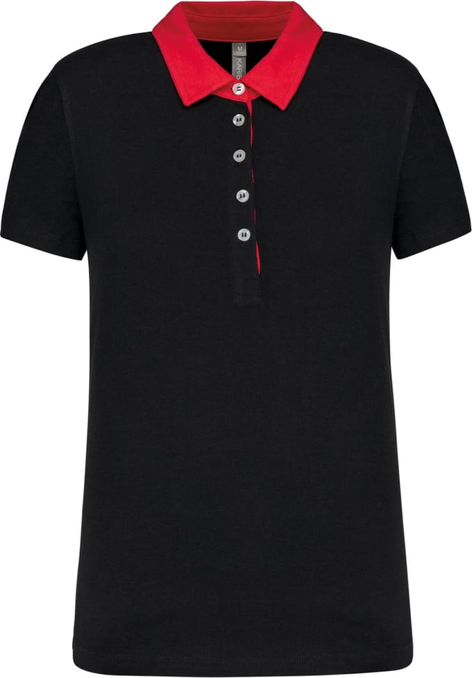 Kariban Tweekleurige damespolo jersey K261 - BLACK / RED - L