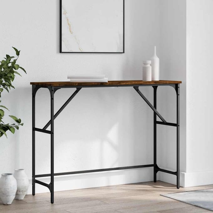 vidaXL - Wandtafel - 100x32x75 - cm - bewerkt - hout - gerookt - eikenkleurig