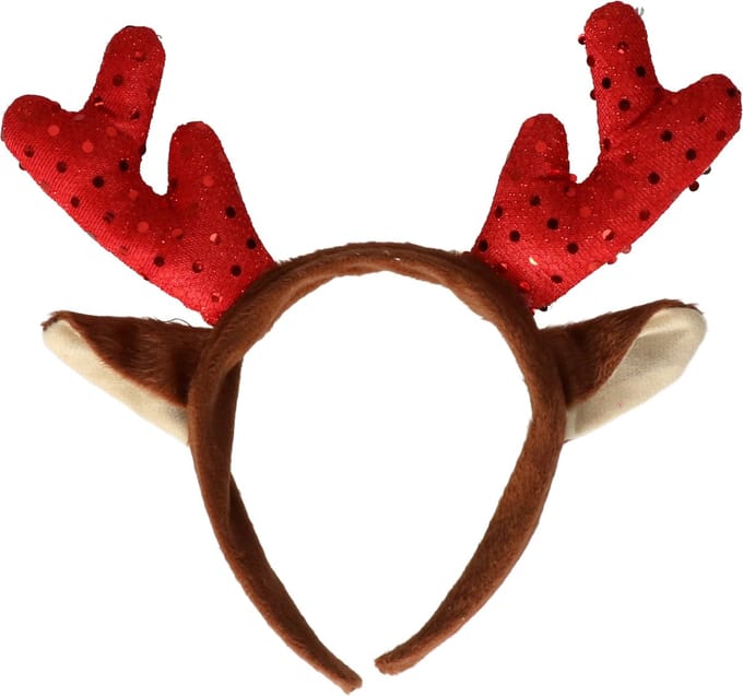 Kerst diadeem/haarband rendier gewei met oren - Kerstaccessoires/tiara