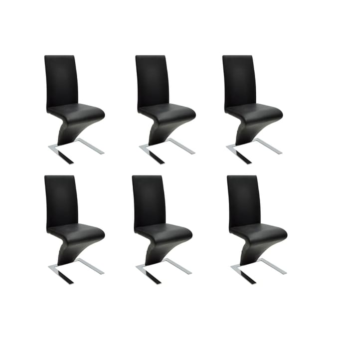 vidaXL - Eetkamerstoelen - 6 - st - kunstleer - zwart
