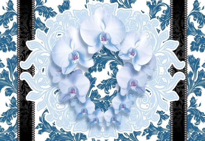 Fotobehang Flowers Floral Pattern | XL - 208cm x 146cm | 130g/m2 Vlies