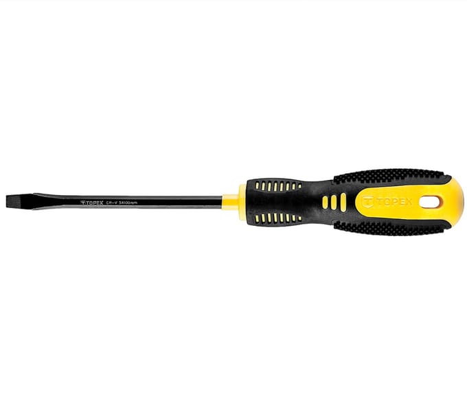 TOPEX Serie - Platte Schroevendraaier - 5.5x100 mm - Magnetische Punt - Ergonomische Handgreep