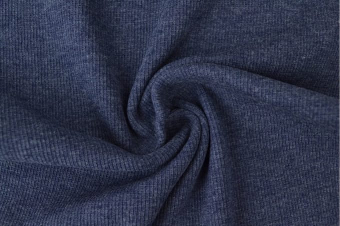 Rib boordstof - Donker jeans melange - 1 meter - Per meter - 60cm breed
