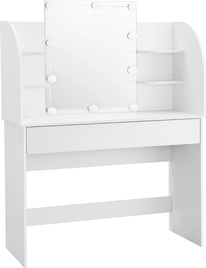 Kaptafel met Spiegel en Instelbare LED-Verlichting - Wit
