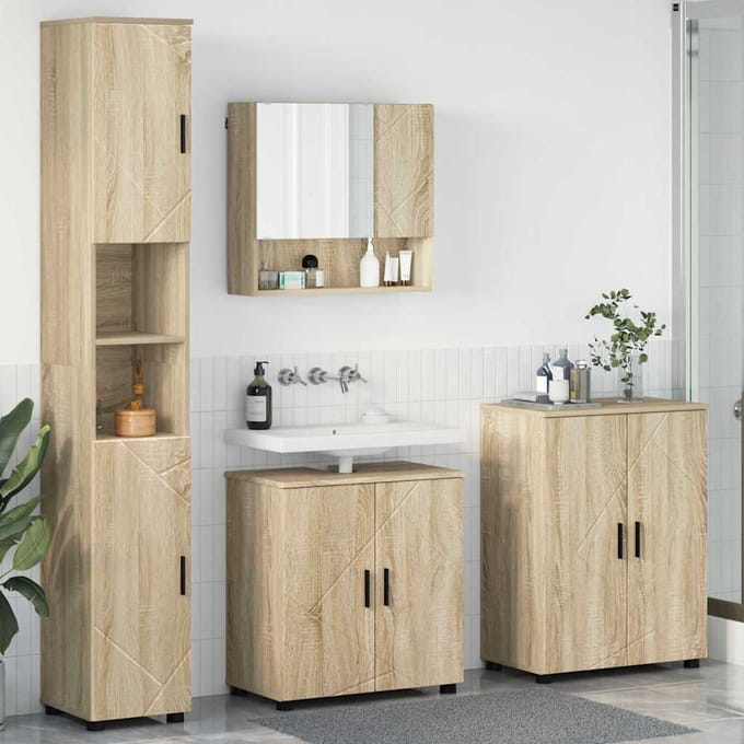 vidaXL - Badkamermeubel - Set - 4 - st - Sonoma - Eik - 61 - x - 35 - x - 64 - cm