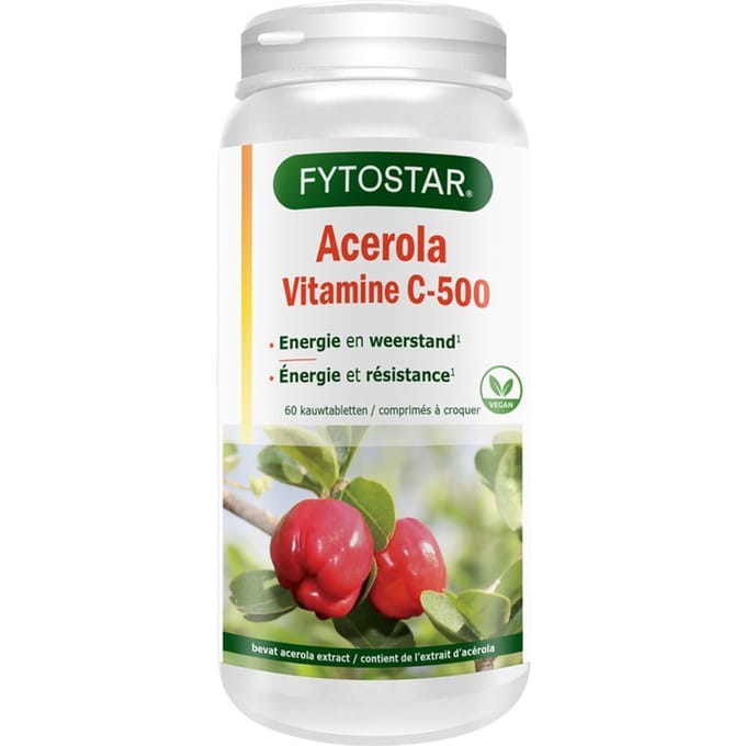 Fytostar Acerola C 500 – Voor weerstand - Vitamine C - 60 kauwtabletten