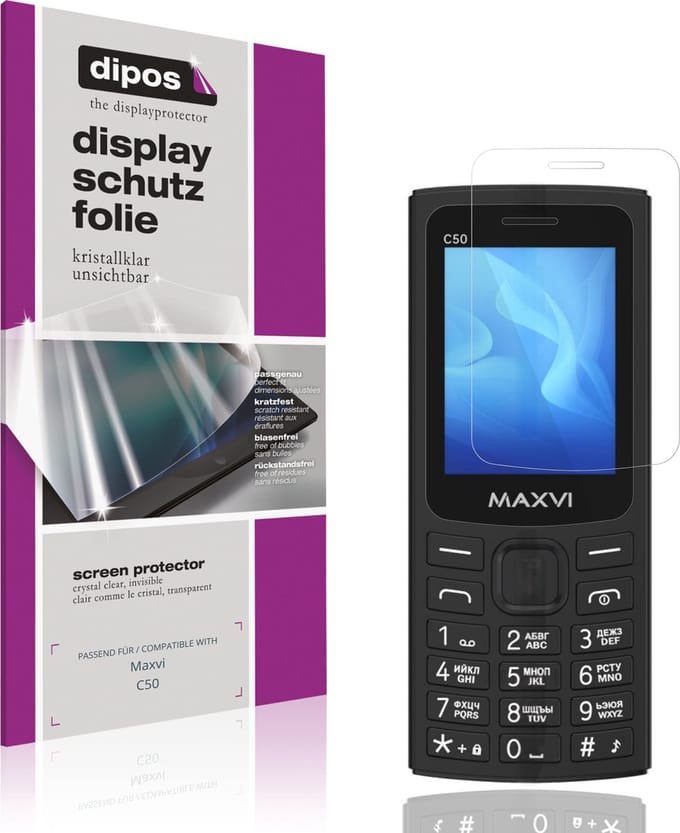 dipos – 4x Beschermfolie geschikt voor Maxvi C50 | Krasbestendige & heldere Screenprotector Ultra-Thin