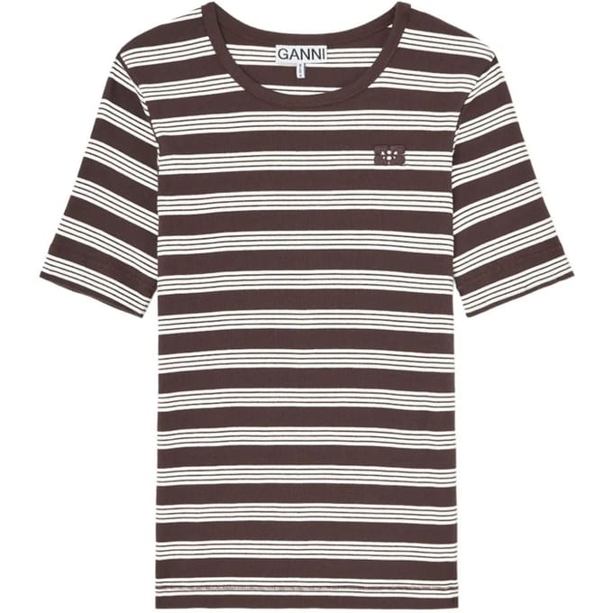 Ganni T-shirt en polo bruin