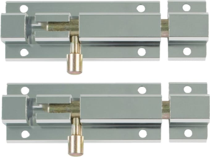 AMIG schuifslot/plaatgrendel - 2x - aluminium - 15cm - wit - incl schroeven - deur - raam