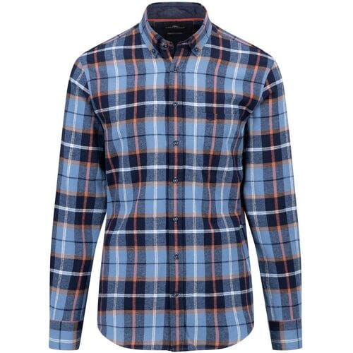 Fynch-Hatton Overhemd Premium Flanel Check Navy / male