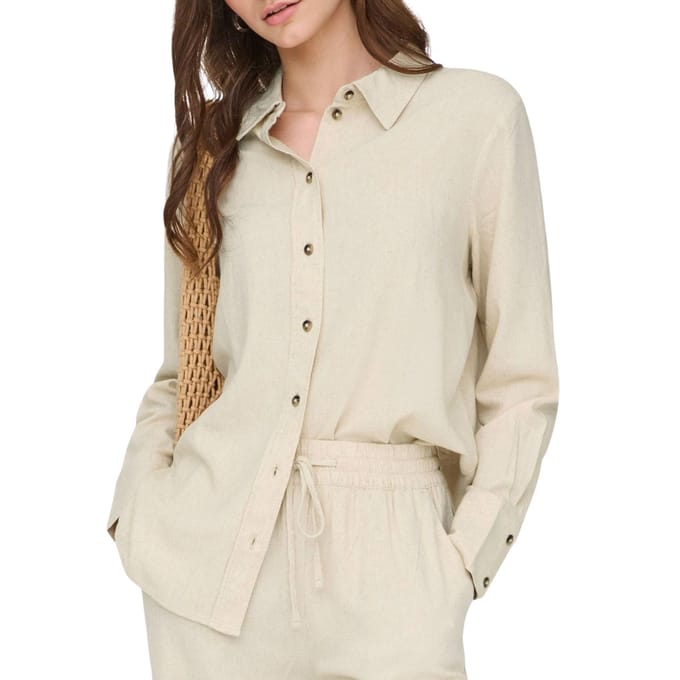 JDY Say L/S Linen Loose Overhemd Dames - Maat L