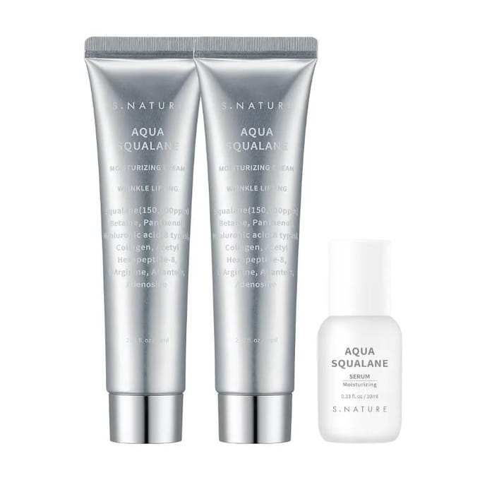 S.NATURE Aqua Squalane Hydraterende Crème Set (60ml*2 + 10ml Serum) 1 set white