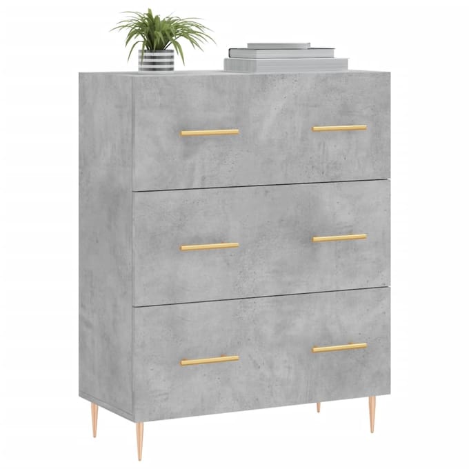 vidaXL - Dressoir - 69,5x34x90 - cm - bewerkt - hout - betongrijs