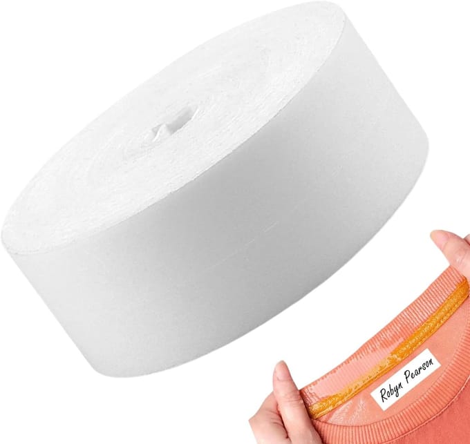 Wasbare naamlabels - Stofstickers kleding - Kleding markeren - Strijkvast permanent - 25 x 800 cm - Wit