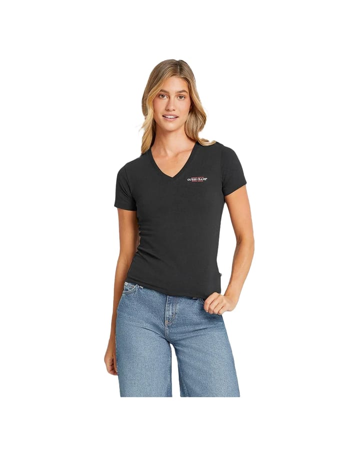 V-hals slimfit t-shirt voor dames Guess American