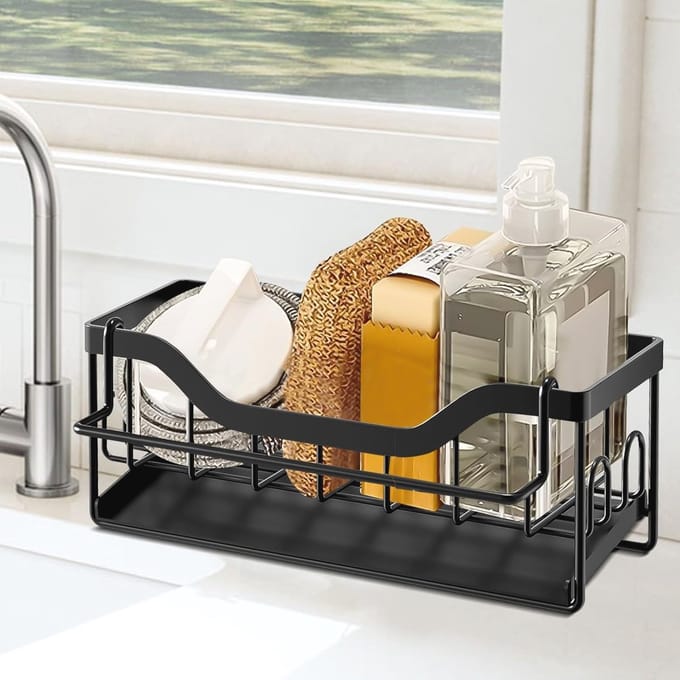 Spoon and Dish Organizer for Kitchen Sink - Black