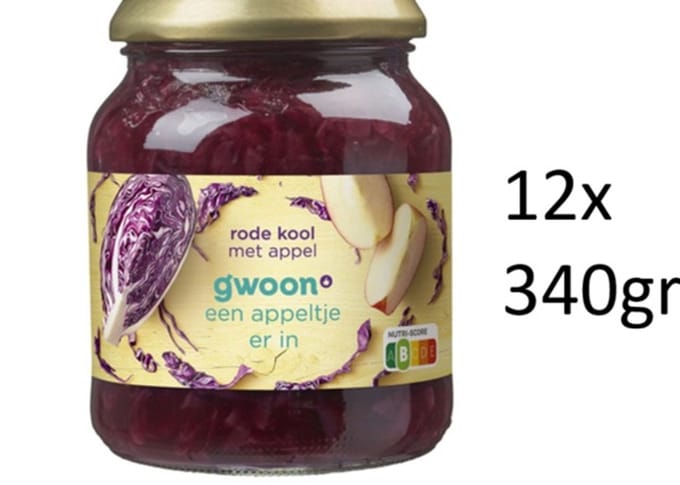 G'woon gwoon - Rode kool met appel - Multipak 12x 340 gram