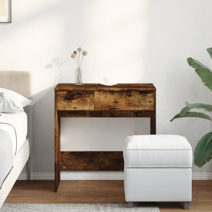 vidaXL - Kaptafel - met - spiegel - 73x46,5x120 - cm - gerookt - eikenkleurig