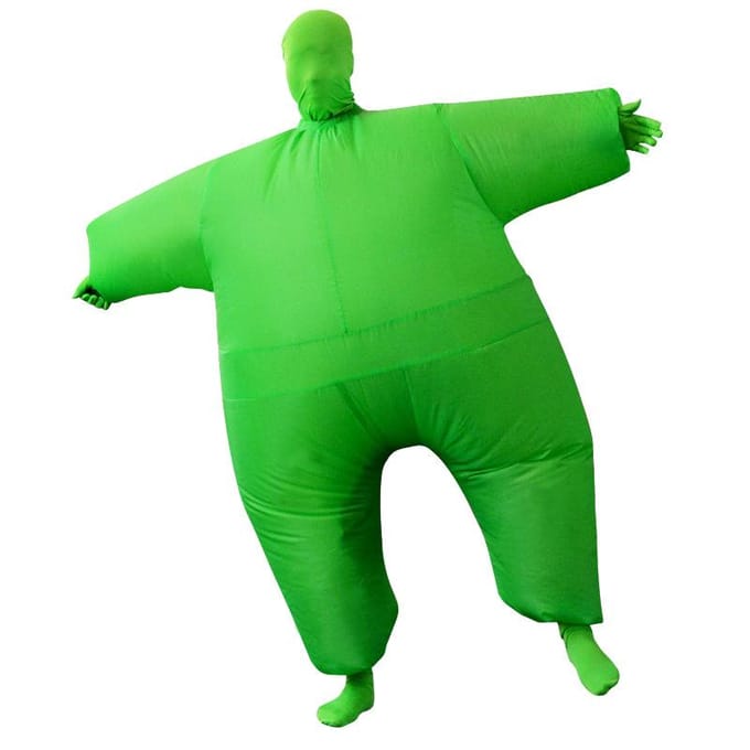 Opblaasbaar dikmanskostuum, volwassen, groen grappig kostuum One size, 150-190cm groen