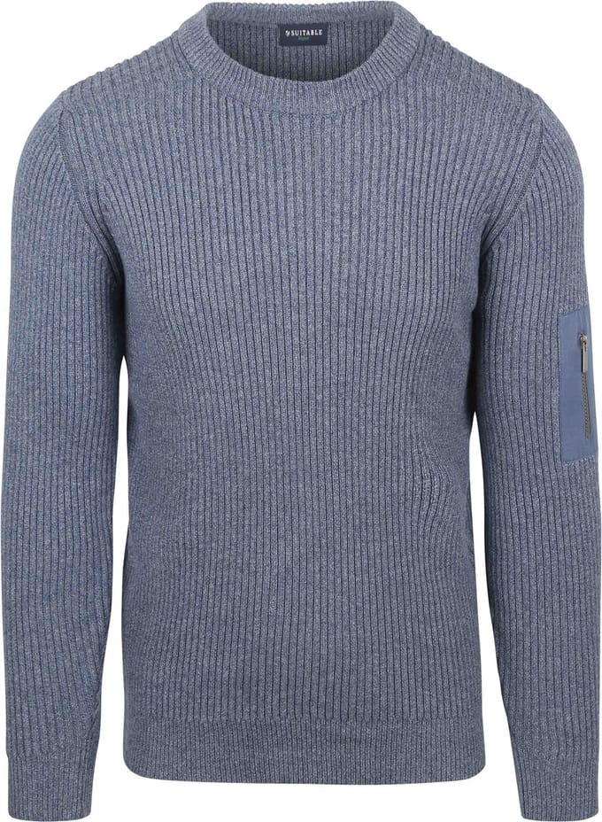 Suitable Mou Trui Melange Blauw - Maat M - Heren - Pullover - Sweater