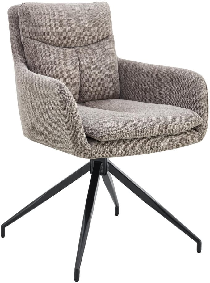 CLP Somers Eetkamerstoel - met armleuning - Draaibare fauteuil - Stof/taupe