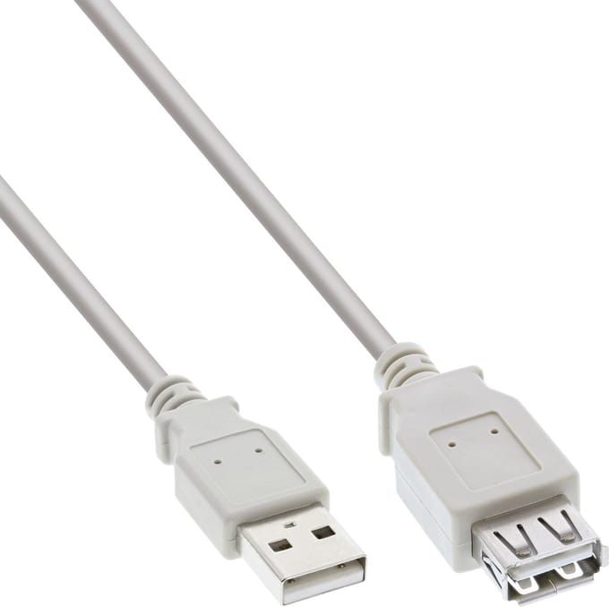 USB naar USB verlengkabel - USB2.0 - tot 2A / beige - 1 meter