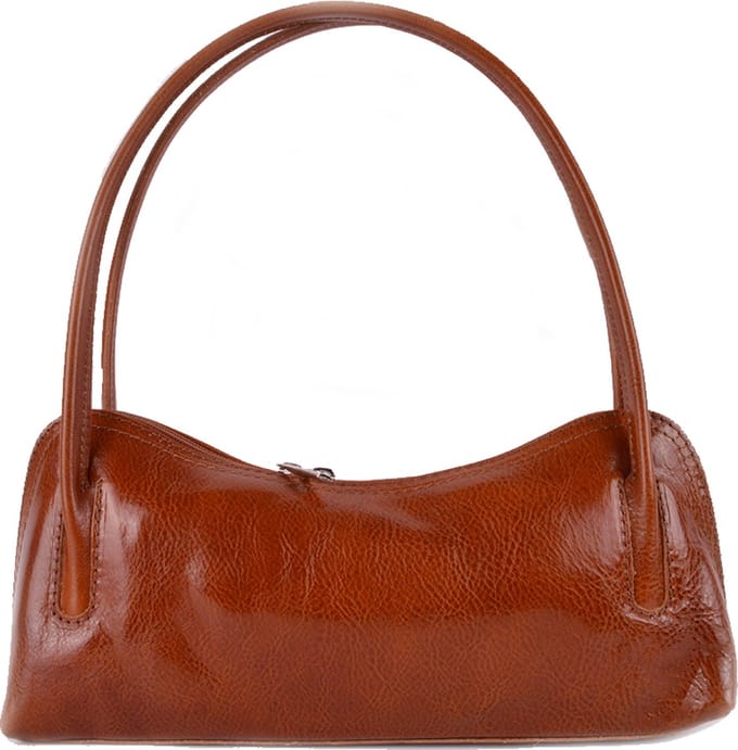 Giuliano klassieke handtas Lucie - Cognac - Dames - Made in Italy