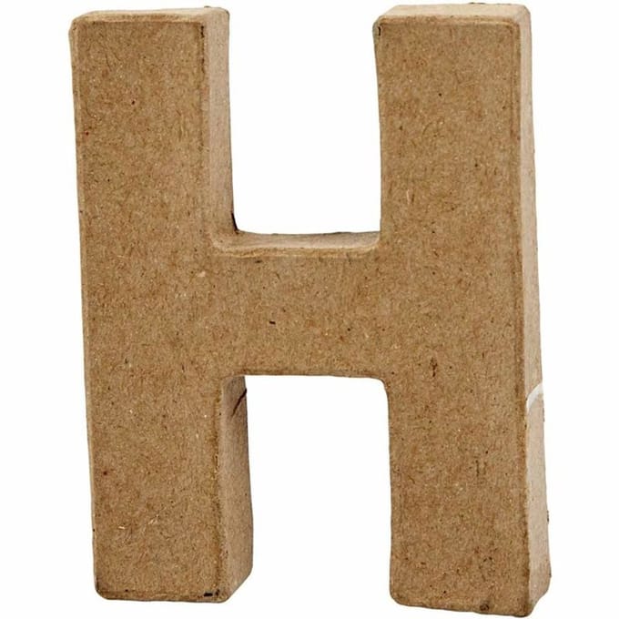 Letter, H, H: 10 cm, B: 7,6 cm, dikte 1,7 cm, 1 stuk