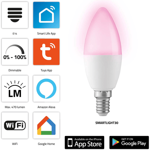 Alecto SMARTLIGHT30 - ampoule LED intelligente avec Wi-Fi, Alecto multicolore