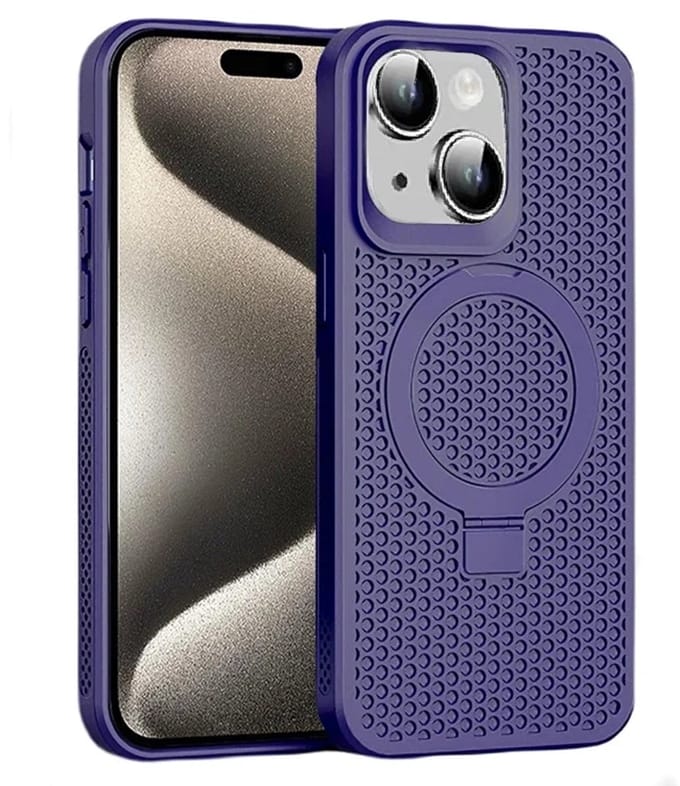 Cityhoesje - iPhone 15 Plus-14 Plus - Magnetic - Ring Holder Kickstand - Protective – Backcase - Paars