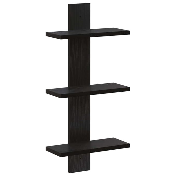 vidaXL - Wandplank - Zwart - eiken - 30 - x - 13.5 - x - 64.5 - cm - Bewerkt - hout