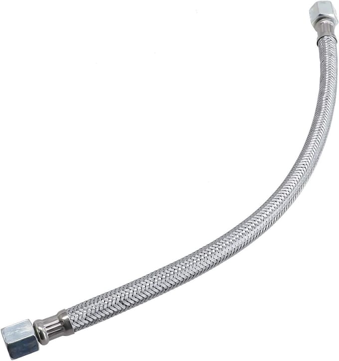 Flexibele RVS Luchtslang met 2 Adapters voor Compressor - 35 cm Lengte, Draaibare Aansluitingen, Ideaal voor Persluchtsystemen