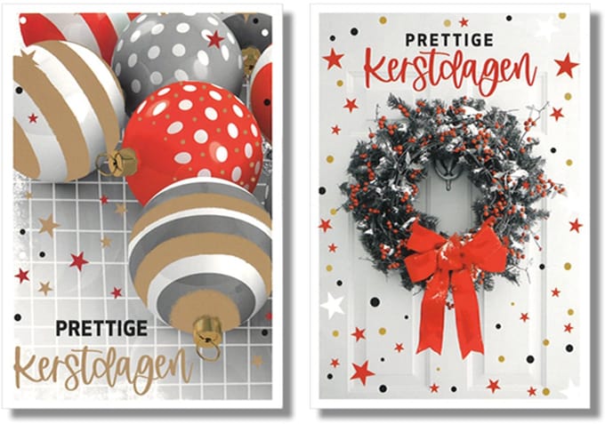 MGPcards - 10 Dubbele wenskaarten - Kerstkaarten / Nieuwjaar - Witte envelop - 10 x 14 cm - 2 Motieven per doosje
