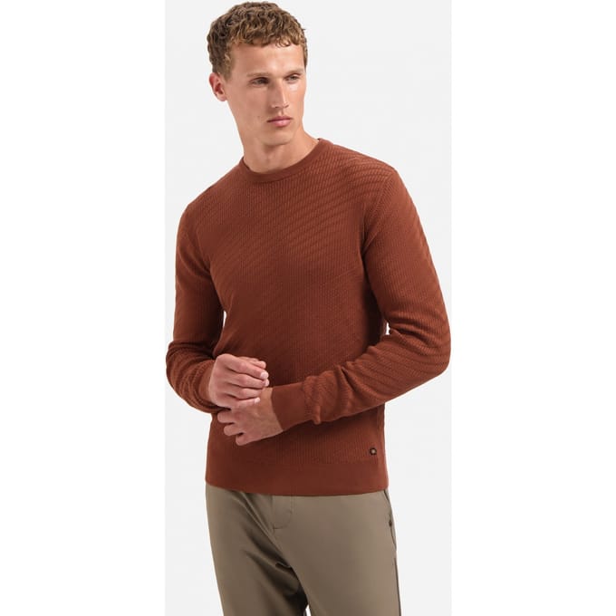 No Excess Pullover Crewneck Jacquard Solid Terra Maat: 3XL | Sweaters Outlet | Heren | Bruin